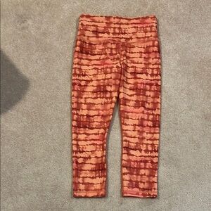 Athleta Orange and Brown Tie-Dye Leggings